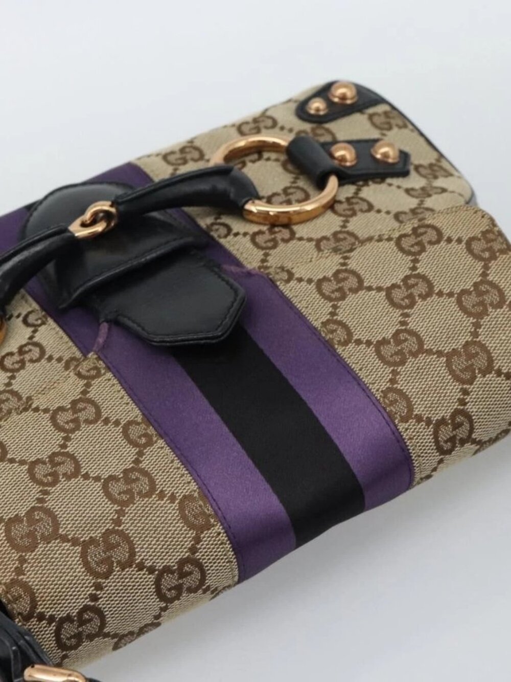 GUCCI GG Canvas Horsebit Shoulder Bag Beige 129699 Auth - Picture 10 of 16